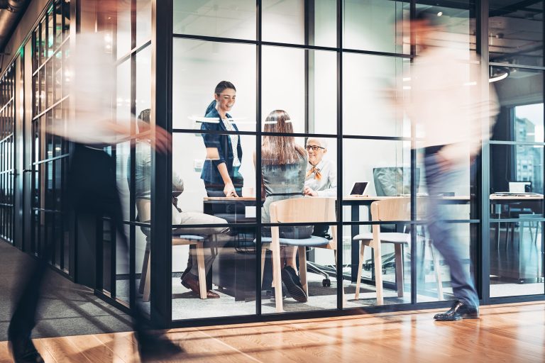 Inside View Of An Office Building With Blurred Motion